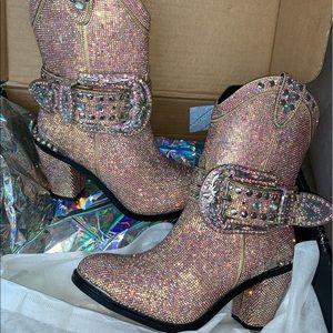 Dolls Kill Club Exx Golden Sheriff Shine Boots